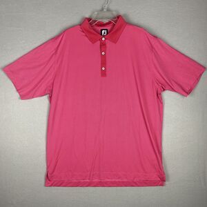 Footjoy Polo Shirt Mens Adult 2XL Pink Lightweight Golf Casual Checkered Pattern